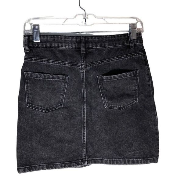 Denim Co. Teen's Black rhinestone Denim Button Fly Mini Skirt Size 7 - Picture 5 of 15